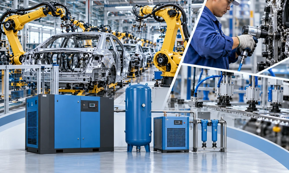 Compressed air systems for automotive and component production