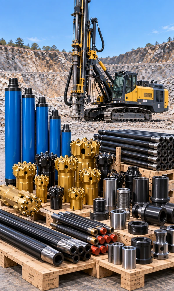 DTH hammers, drill bits, drill rods, couplings and adaptors
