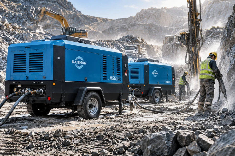 Portable air compressor for photovoltaic drilling