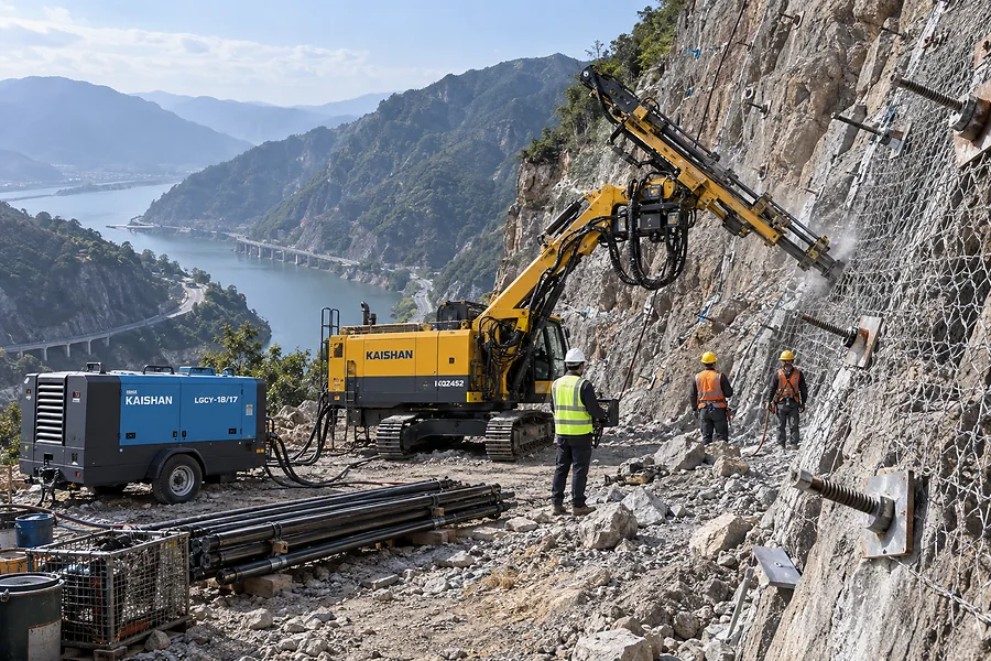 Slope stabilization drilling