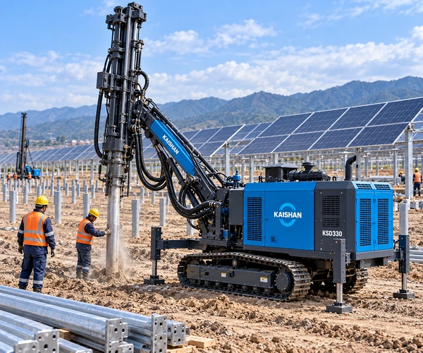 Solar construction and photovoltaic foundation drilling