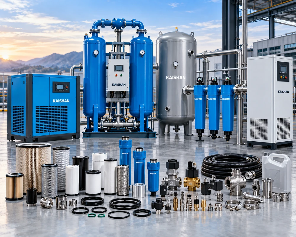 Kaishan air treatment systems parts and supporting equipment prepared for verification
