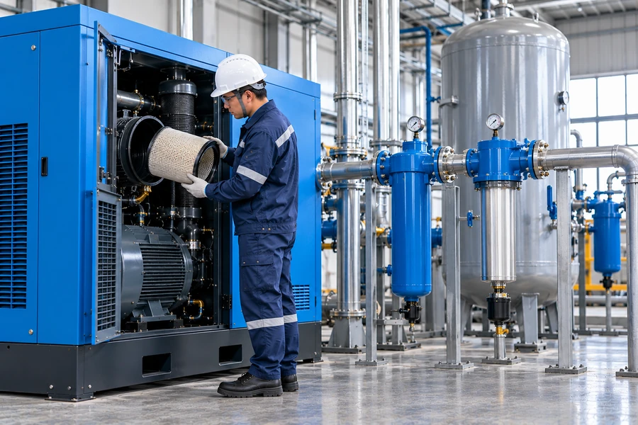 ![Air compressor filter removing contaminants to improve air quality and protect system performance](https://kaishanpro.com/wp-content/uploads/2026/10/How-Does-an-Air-Compressor-Filter-Work.webp "Air Compressor Filter Operation")