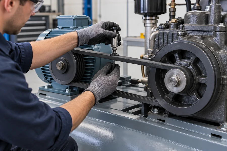 ![Air compressor belt tension adjusted for reliable performance and efficient power transmission](https://kaishanpro.com/wp-content/uploads/2026/10/How-Tight-Is-the-Air-cCompressor-Belt.webp "Air Compressor Belt Tension")