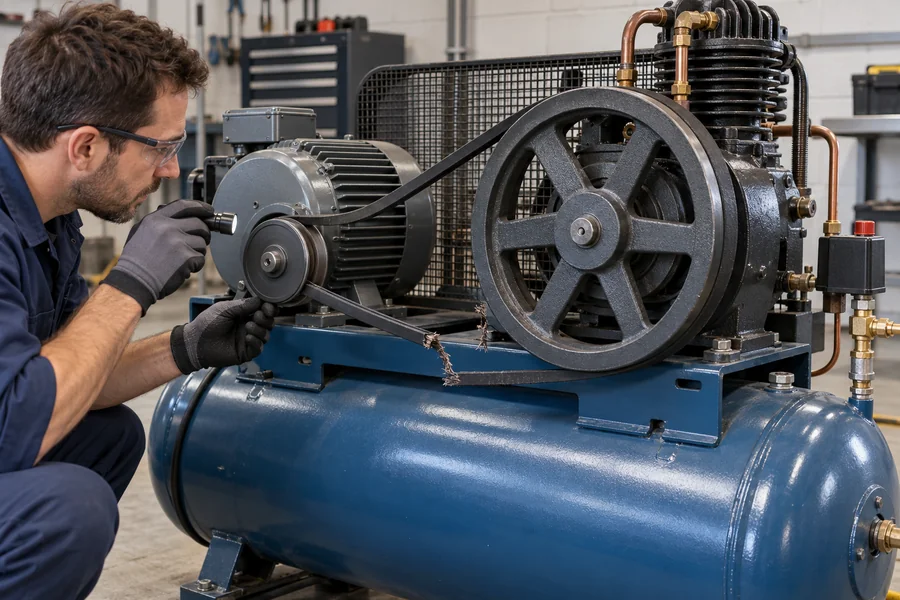 ![Broken air compressor belt causing power loss reduced performance and equipment downtime](https://kaishanpro.com/wp-content/uploads/2026/10/What-Happens-If-the-Air-Compressor-Belt-Breaks.webp "Broken Air Compressor Belt")